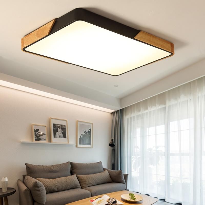 Square Wood Veneer Ceiling Light Fixtures for Ndoor Home Lighting Fixtures (WH-AC-04)