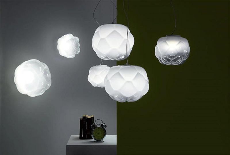 Postmodern Design Glass Cloud Flower LED Pendant Lights for Kitchen Dining Room Bedside Suspension Lamp (WH-GP-100)
