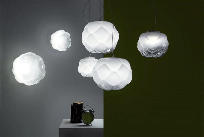 Postmodern Design Glass Cloud Flower LED Pendant Lights for Kitchen Dining Room Bedside Suspension Lamp (WH-GP-100)