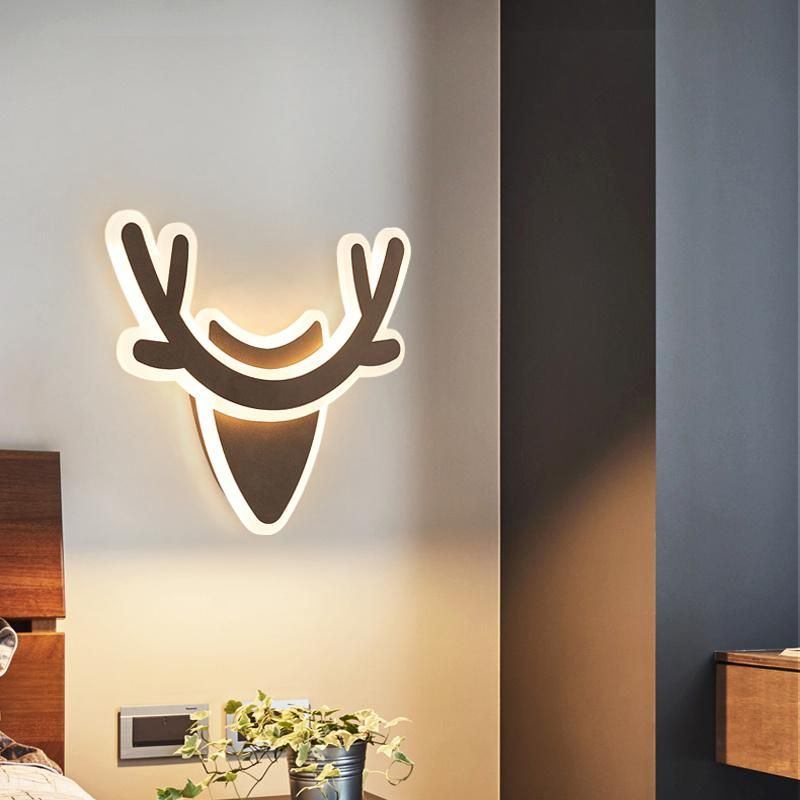 Simple Antlers Animal Design Acrylic Wall Lamp for Bedside Corridor Stair