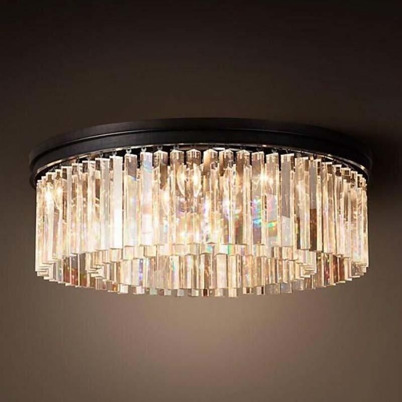 Modern Vintage Crystal Prism Chrome Black Body Ceiling Light Crystal Chandelier Ceiling Lights (WH-CA-54)