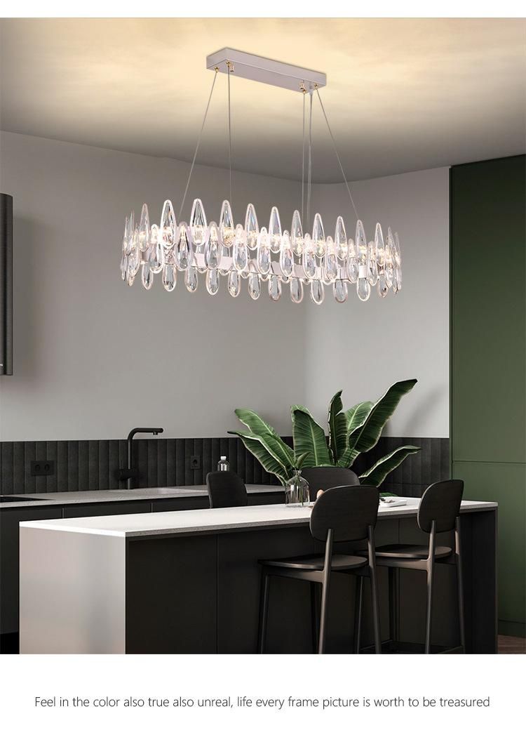Indoor Home Decor Living Room Bedroom Pendant Light Hanging Light Round Shape Modern Luxury K9 Clear Crystal Chandelier Home Lighting