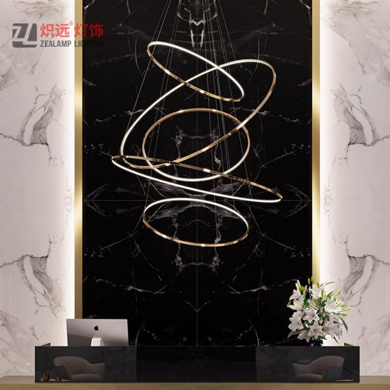 Postmodern Villa Fancy Gold Stainless Steel Ring Hotel Chandelier