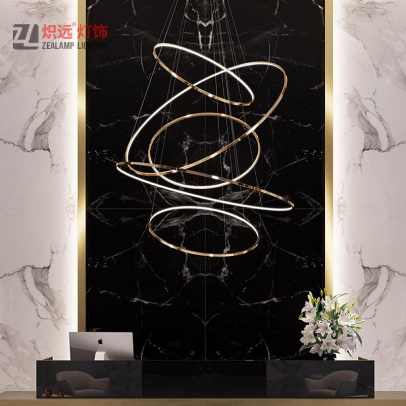 Postmodern Villa Fancy Gold Stainless Steel Ring Hotel Chandelier