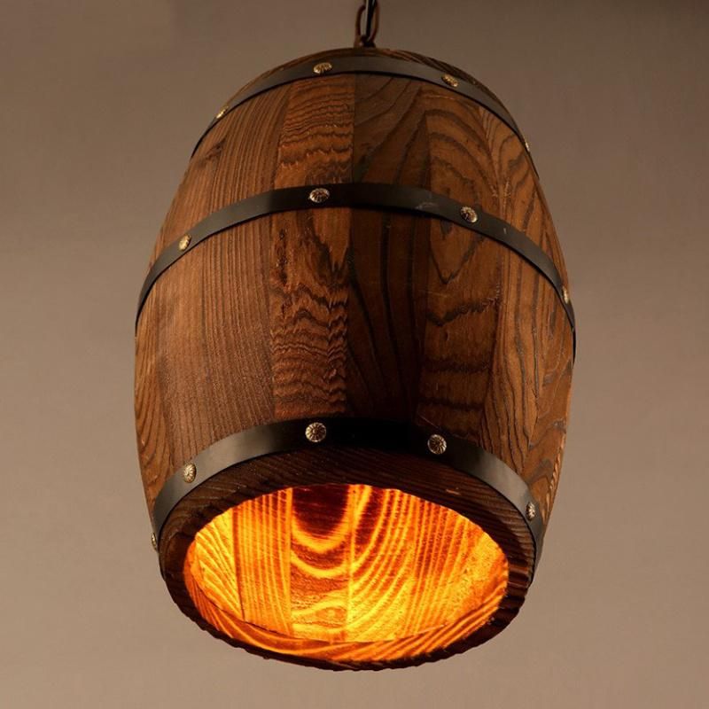 Winery Creative Restaurant Decoration Wine Barrel Light Solid Wood Barrel Chandelier (WH-VP-142)