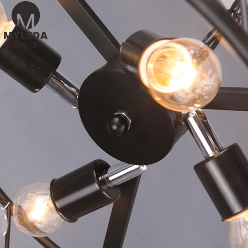 Industrial Vintage Wrought Iron Crystal Chandelier LED Pendant Lamp