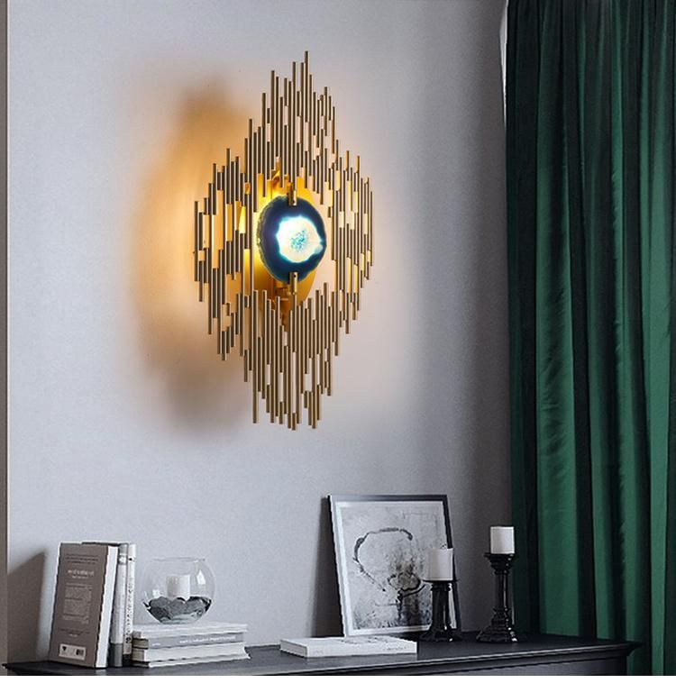 Postmodern Light Luxury Natural Agate Wall Lamp Nordic Creative Art Designer Model Room Bedroom Living Room Wall Lamp