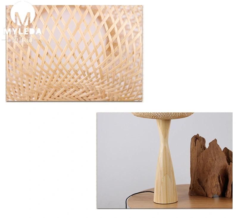 Chinese Style Garden Bamboo Table Light with Natural Wood Frame
