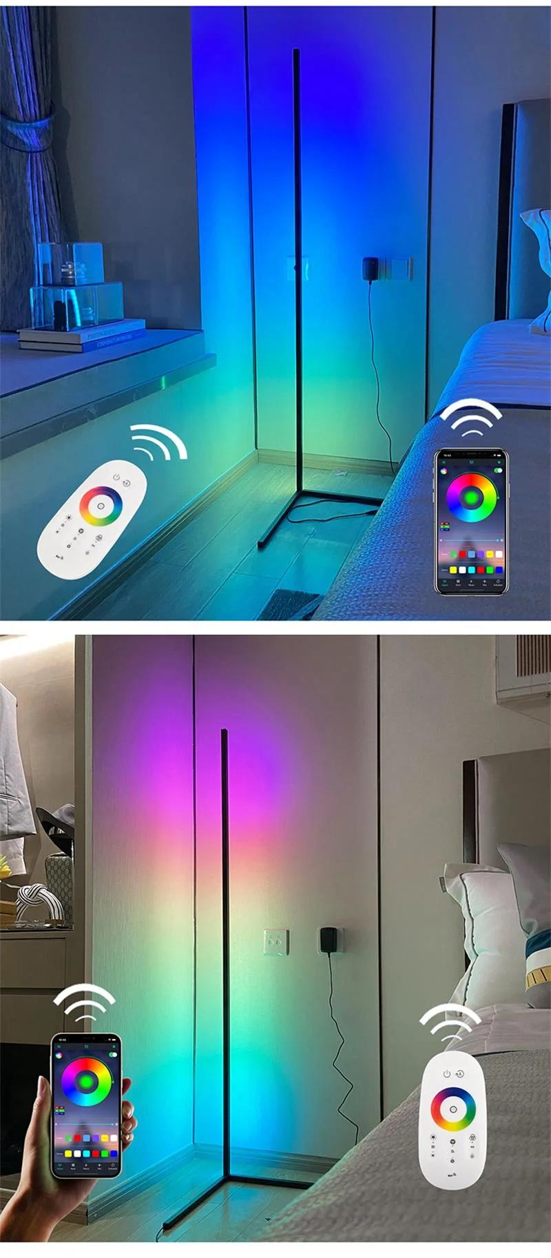 LED Indoor Lights Modern Nordic Luxury Decor Corner Vertical RGB Floor Lamp