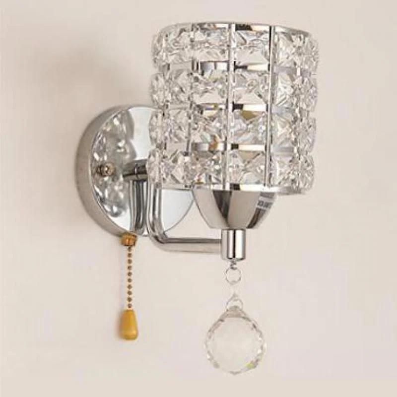 Pull Chain Switch Crystal Wall Lamp Modern Stainless Steel Crystal Wall Sconce (WH-OR-155)