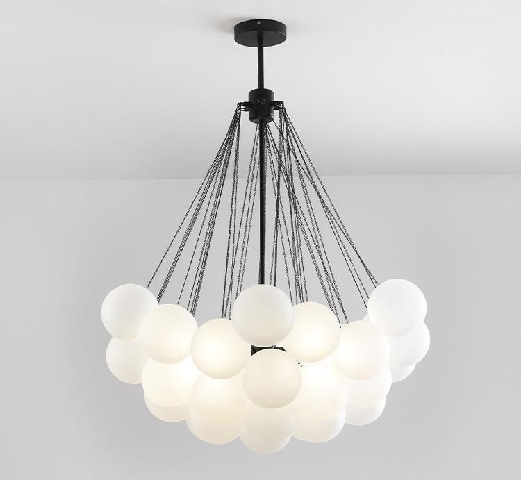 White Glass Ball Chandelier Living Room Bedroom Bedside Lamp Dining Room Lamp