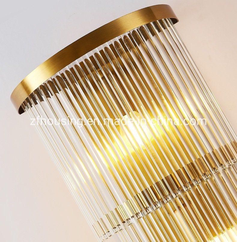 Golden Luxury Hotel Living Room Light Crystal Glass Round Wall Lamp for Home Lighting