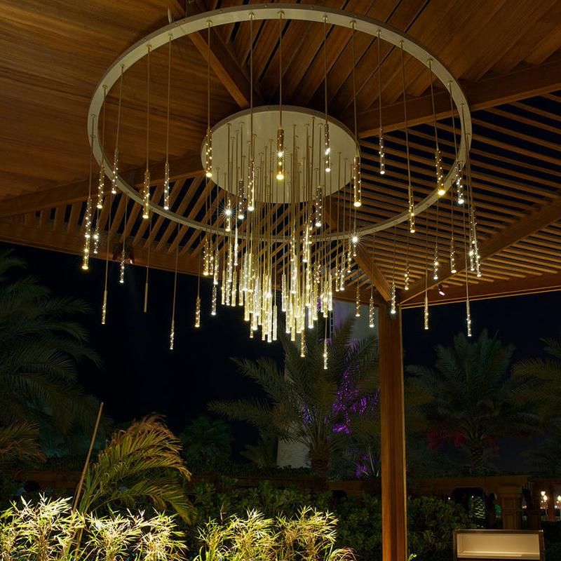 Simple Modern Stainless Steel Tube Living Room Dining Room Villa Staircase LED Chandelier Pendant Lighting