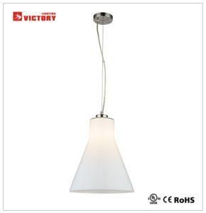 Restaurant Decorative White Trumpet Glass Pendant Lamp