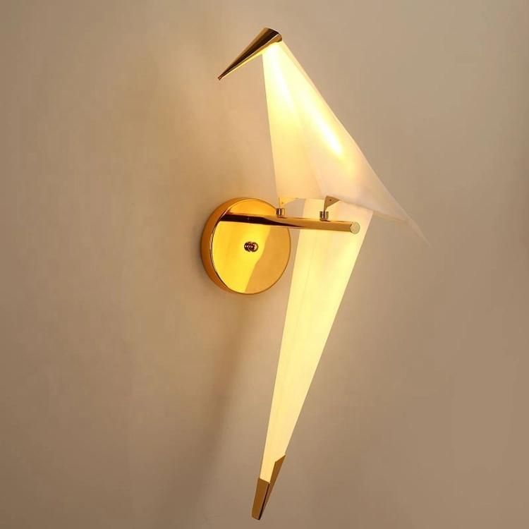 Nordic Paper Crane Bird Bedroom Wall Lamp
