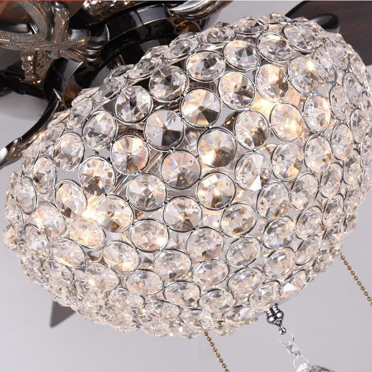 Fancy Hanging Design Crystal 52inch 5blade Silent Decorative Lighting Ceiling Fan with Remote Control Ceiling Fan Lamp