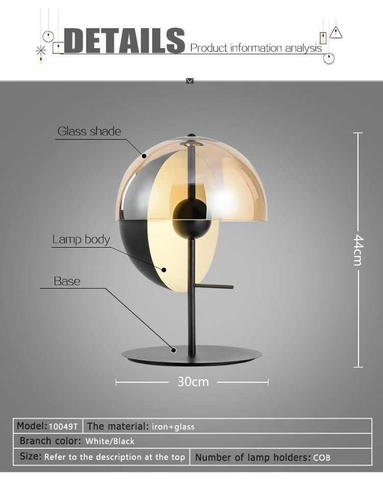 Glass Shade Art Lamp Bedside Decorative Table Lamp