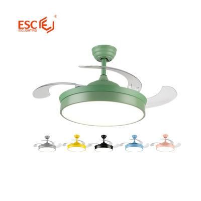 2022 Newest Remote Control Dimming LED Retractable Blades Ceiling Light with Fan and Remote
