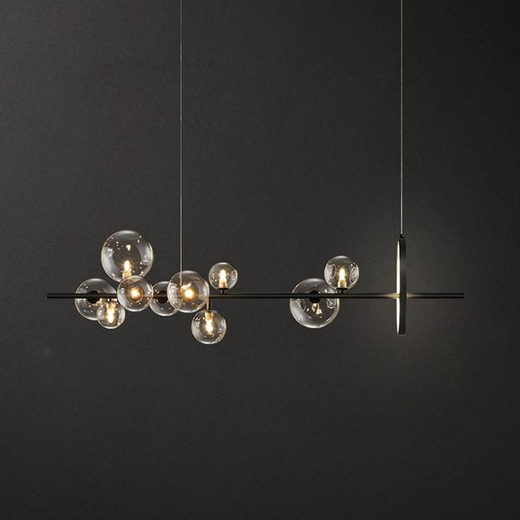 Modern Simple Iron Circle Glass Chandelier Pendant Lamp Bedroom