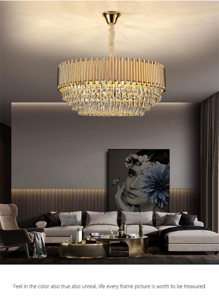 Wholesale Modern Indoor Luxury Art Design Pendant Gold K9 LED Crystal Chandeliers Light