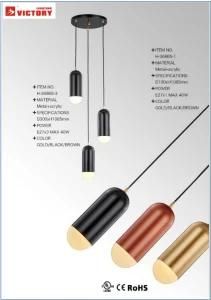 Decorative Modern Simple Copper Metal Pendant Lamp with LED E27