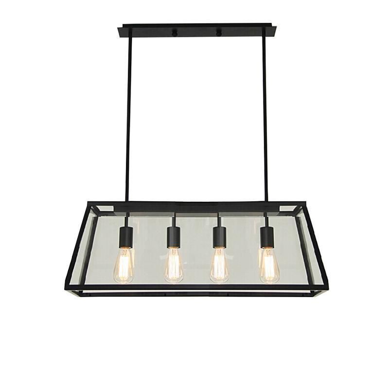 Loft Rectangle Pendant Lights with Glass Lampshade Vintage Pendant Lamp Fixtures (WH-VP-22)