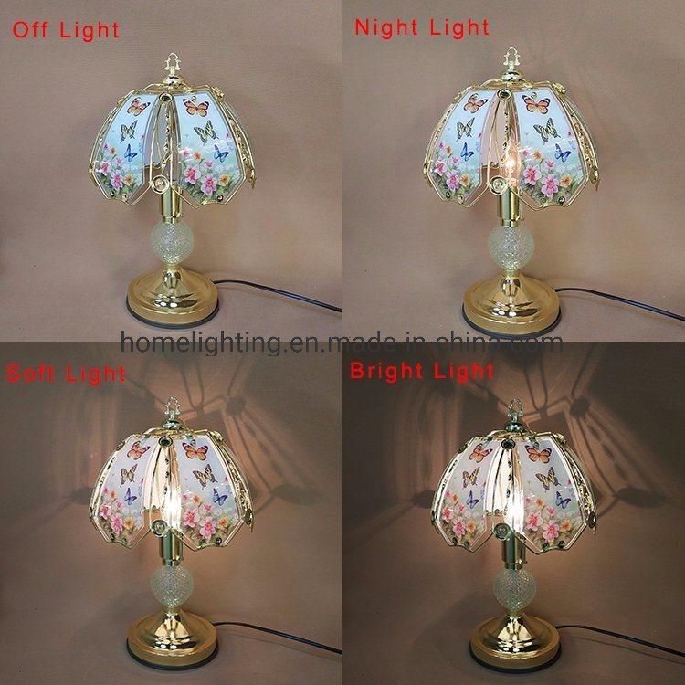 Jlt-40188 Bedside Floral Butterfly Touch Dimming Table Desk Lamp