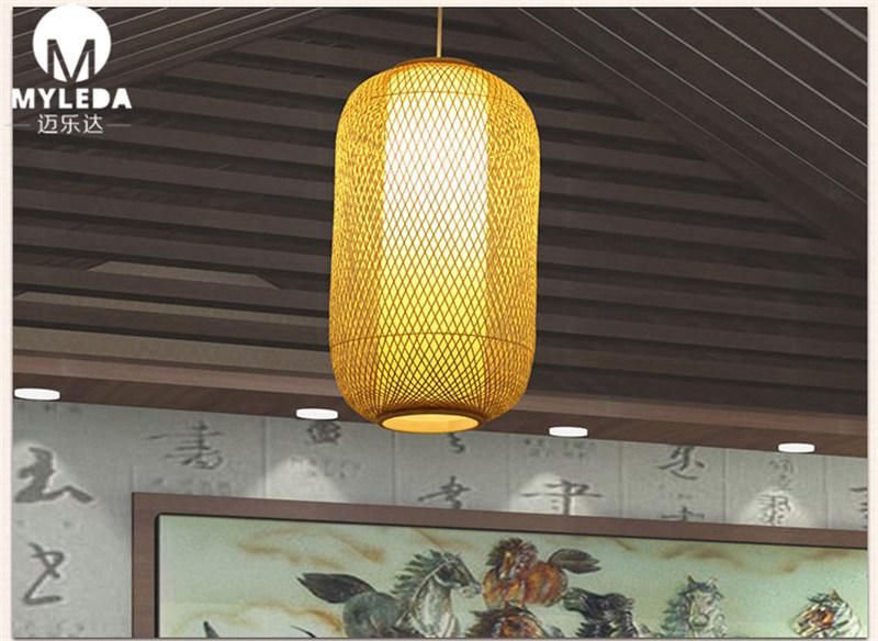 Classical Bamboo Patterned Lampshade Birdcage Chandelier Pendant Light for Hotel, Teahouse, Hot Pot Restaurant