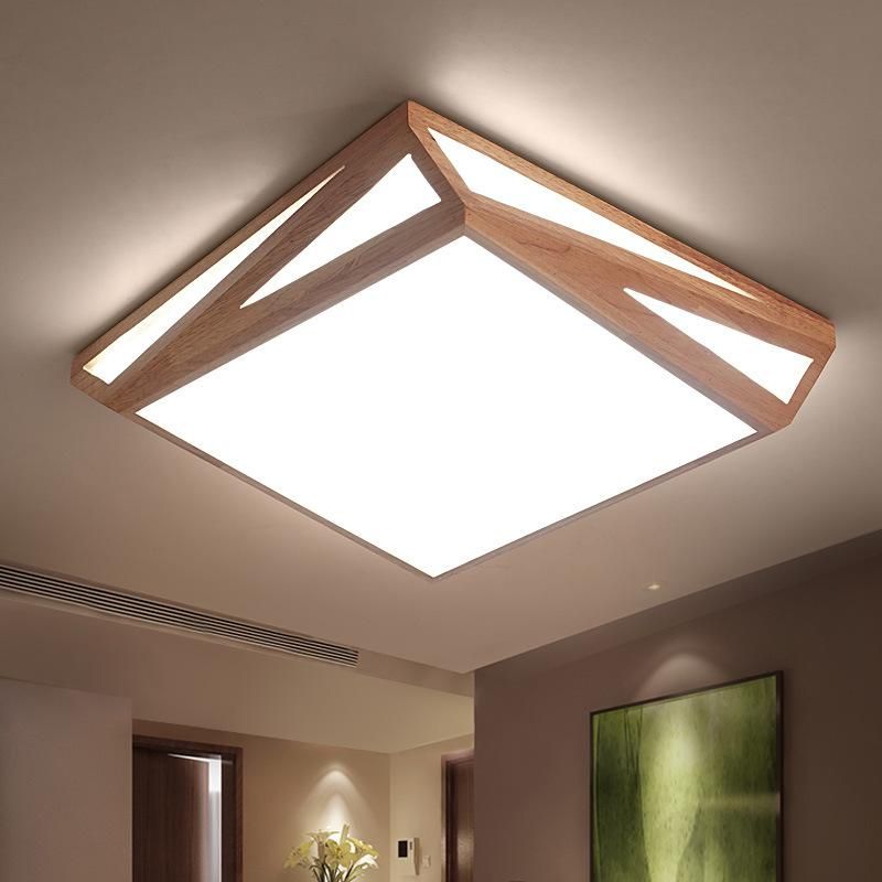 Wood Flush Mount Ceiling Light for Indoor Home Lighting Fixtures (WH-WA-02)