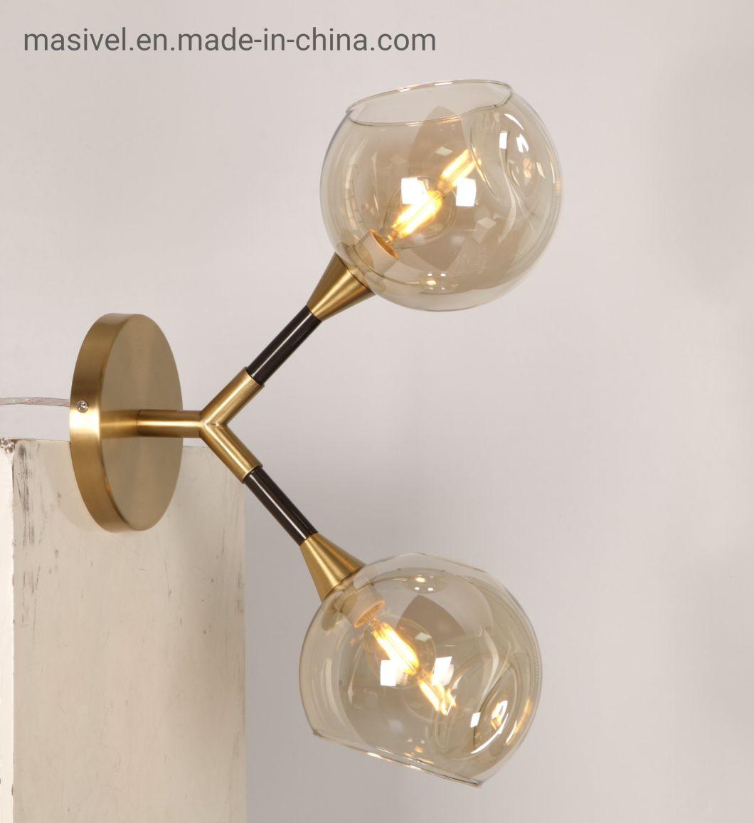 Masivel Nordic Clear Glass Ball Wall Lamp Simple Hotel Bedside Light Modern Indoor Wall Lamp