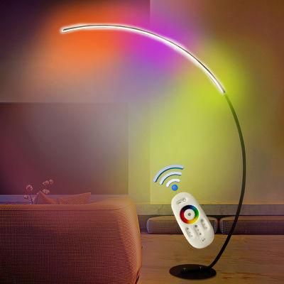Arc Floor Lamp Dimmable APP Control Colorful Black White Corner Floor Lamp Bedroom Decor Stand Lighting (WH-MFL-16)