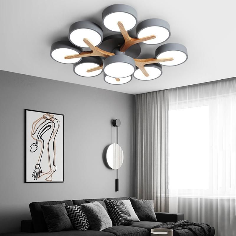 Wood Modern Ceiling Light Simple Livingroom Lamp Creative Study Light LED