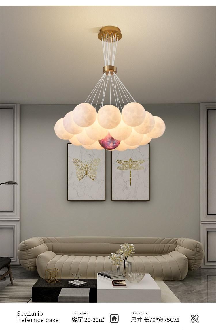 Nordic 3D Printed Moon Lampshade Chandelier Glass LED Hanging Lights (WH-GP-96)