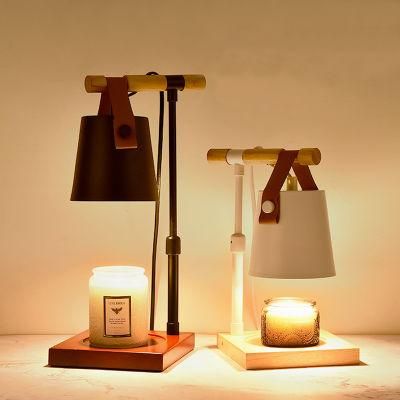 Hotel Aromatherapy Candle Essential Oil Light Bedside Nordic Leather Wooden Heater Melting Wax Fragrance Lamp