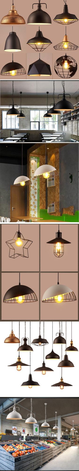 American Retro Industrial Style Iron Art Pendant Light Bar Cafe Restaurant Chandelier Pendant Lamps