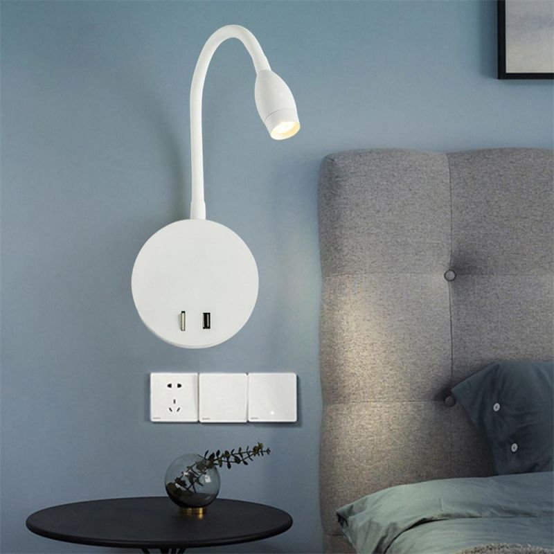 LED Reading Lamp Study Room Bedside Reading Wall Lamps 5V 2A USB Port LED Wall Mounted Table Reading Lights