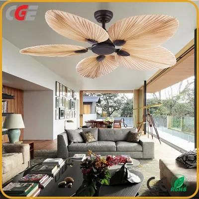 Hot Selling Natural Palm Blade Ceiling Fan Sale Remote Control Ceiling Fan with Customized Design