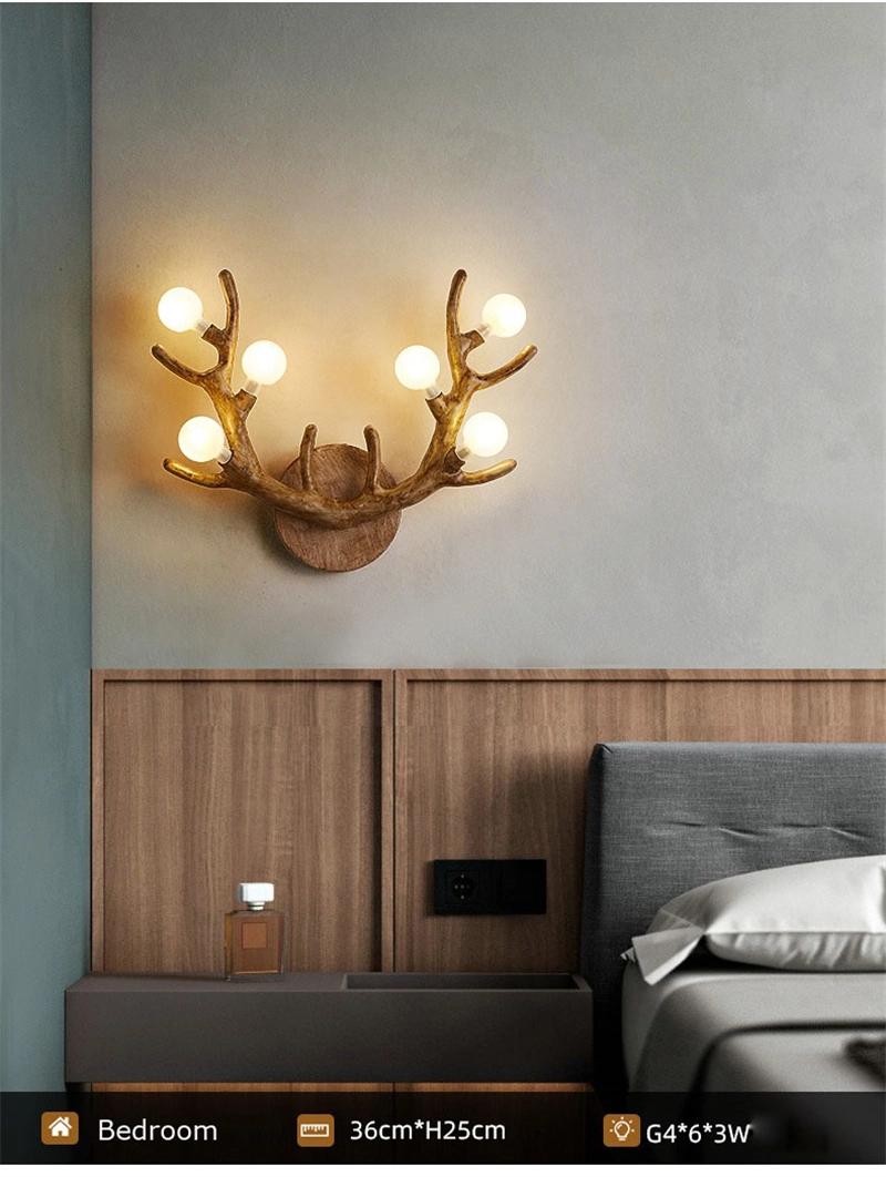 Antler Wall Lamp Northern European Living Room TV Background Wall Bedside Personality Creative Antler Wall Lamp Branch Lamp