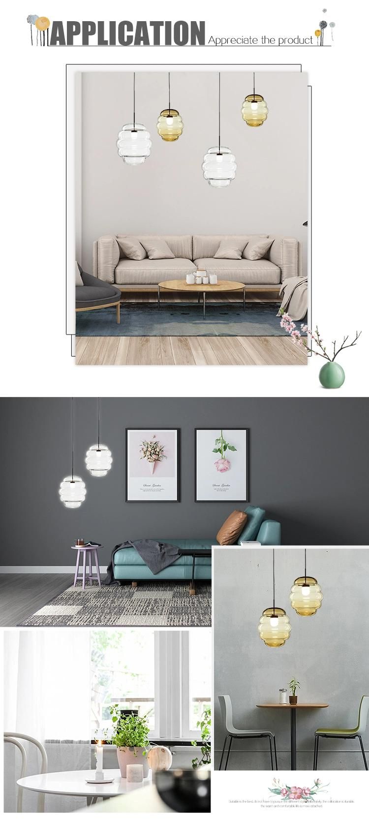 Nordic Style Interior Kitchen Living Room Decorative Hanging Light Iron Glass Chandelier Lamp
