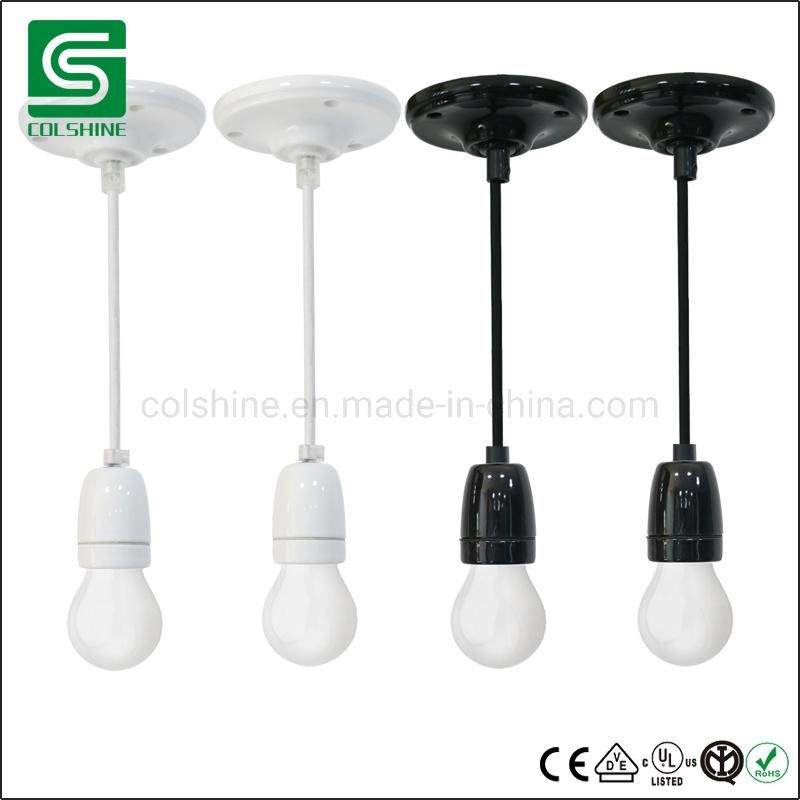 White Black Ceramic Vintage Pendant Light E27