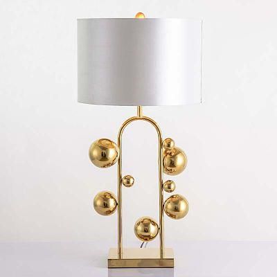 Decorative Post-Modern Glass Desk Table Lamp in Gold for Bedside, Living Room