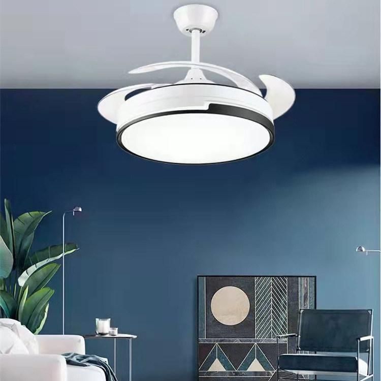 Retractable Indoor Ceiling Fan with LED Light and Remote Control for Living Room Dining Room Bedroom