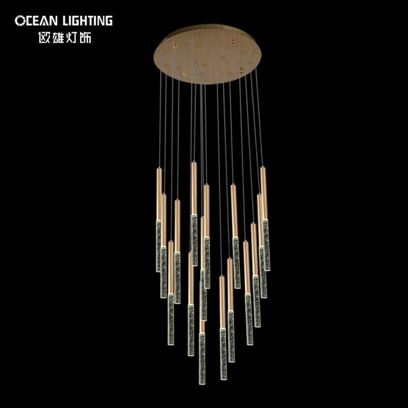 Indoor Cylinder Warm Lighting 3000K Metal Crystal 16*3W Chandelier