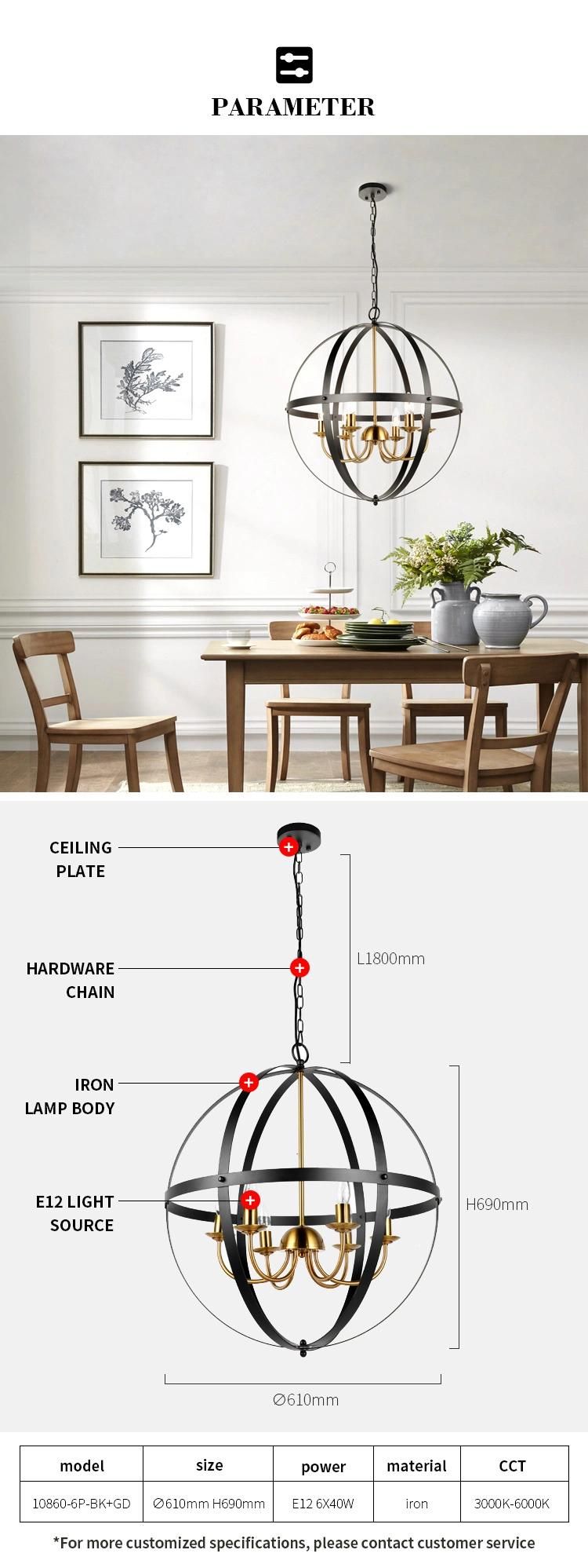 Industrial Style Gold 4 Heads Hanging Light for Dining Living Room DIY Ceiling Pendant Light