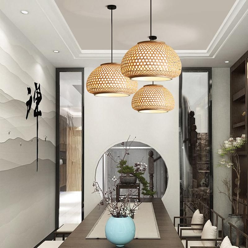 Hand-Woven Ceiling Hanging Lamps Vintage Chinese Style Bamboo Pendant Lights (WH-WP-53)