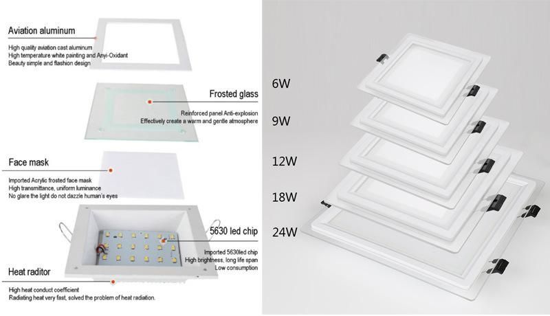 18W SMD Square Glass LED Downlight