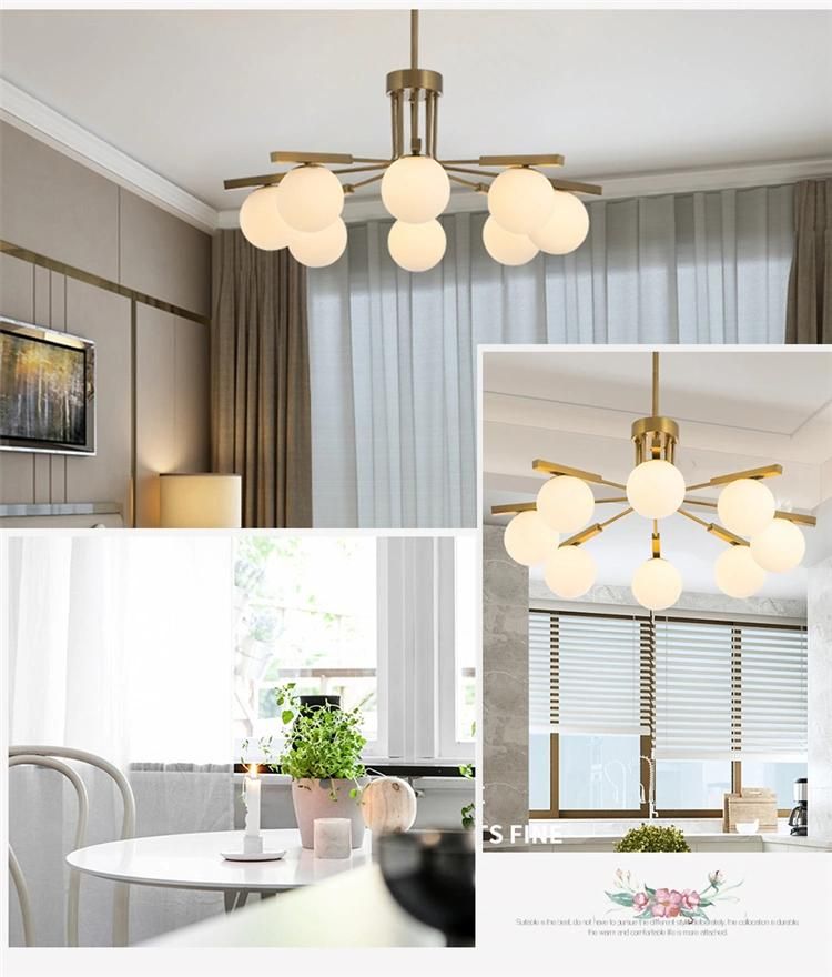 Copper Glass Round Ball Simple Hanging Pendant Lamp
