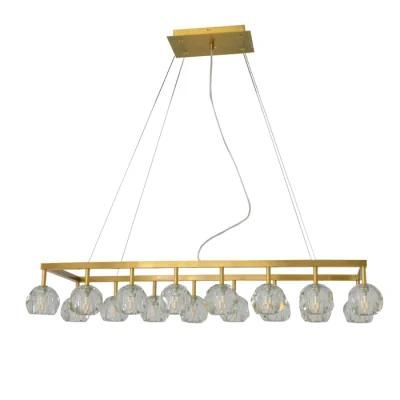 Dining Room K9 Crystal Ball Pendant Lamp with Brass Metal Finished