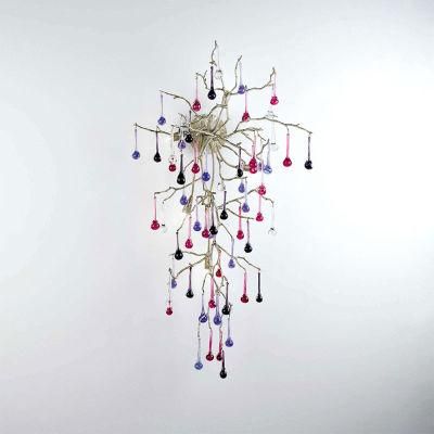 2022 Colorful Crystal Gold Branch Nests Large Copper Chandelier Long Brass Crystal Lamp Vine Light