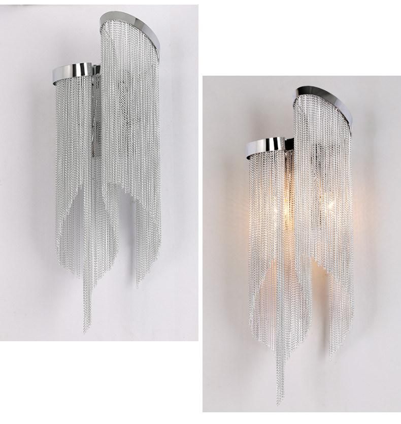 Plate Aluminium Tassel LED E14 Wall Scones D23 H60cm Chrome Stream Wall Sconce (WH-OR-197)